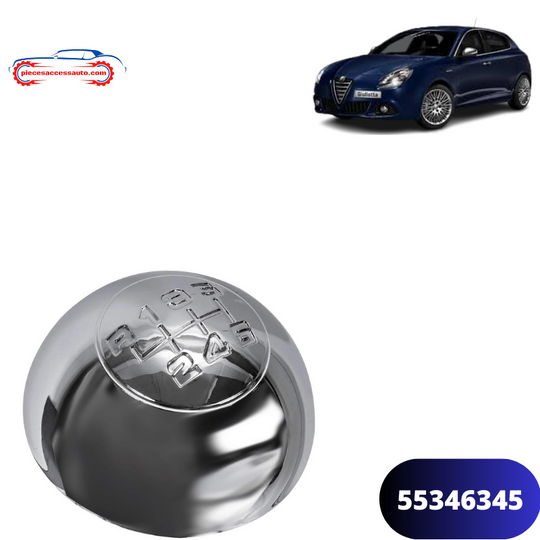 Pommeau Alfa Romeo Giulietta Pommeau Levier Vitesse Alfa Romeo Giulietta 2010-2018 - Design Argenté, Métal/Plastique, 6 Vitesses Pommeau Vitesse 6 Rapports