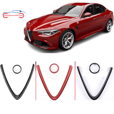 Cadre en V de Décoration de Grille Avant ABS-Alfa Giulia-Stelvio - Piecesaccessauto.com