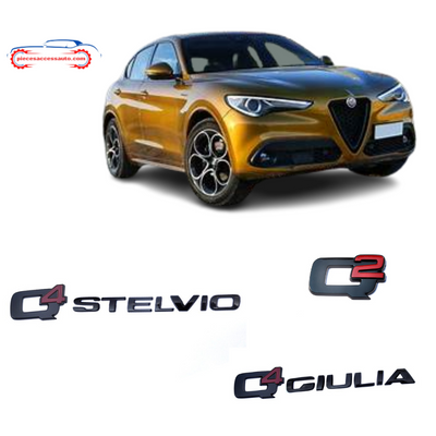 Emblème de Lettre Badge Noir-Q2-Q4-Stelvio-Giulia